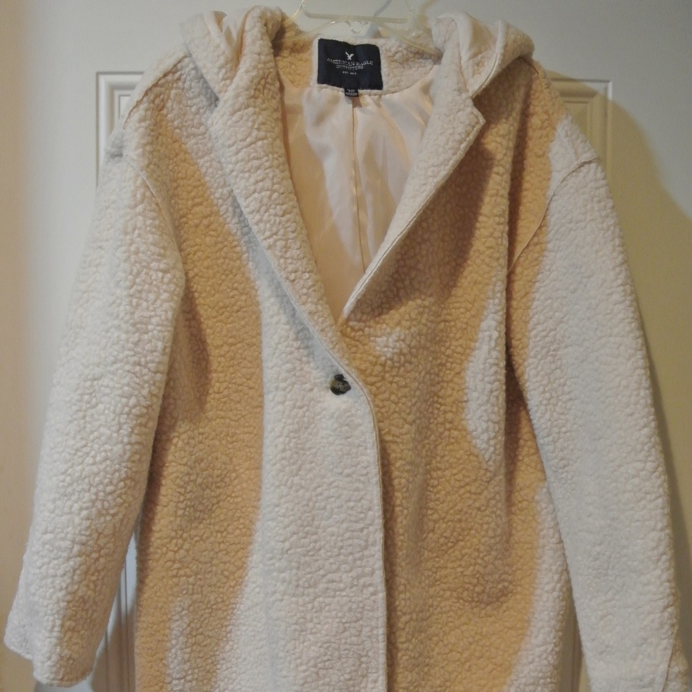 WOMENS XL AMERICAN EAGLE SHERPA BUTTON FRONT COAT